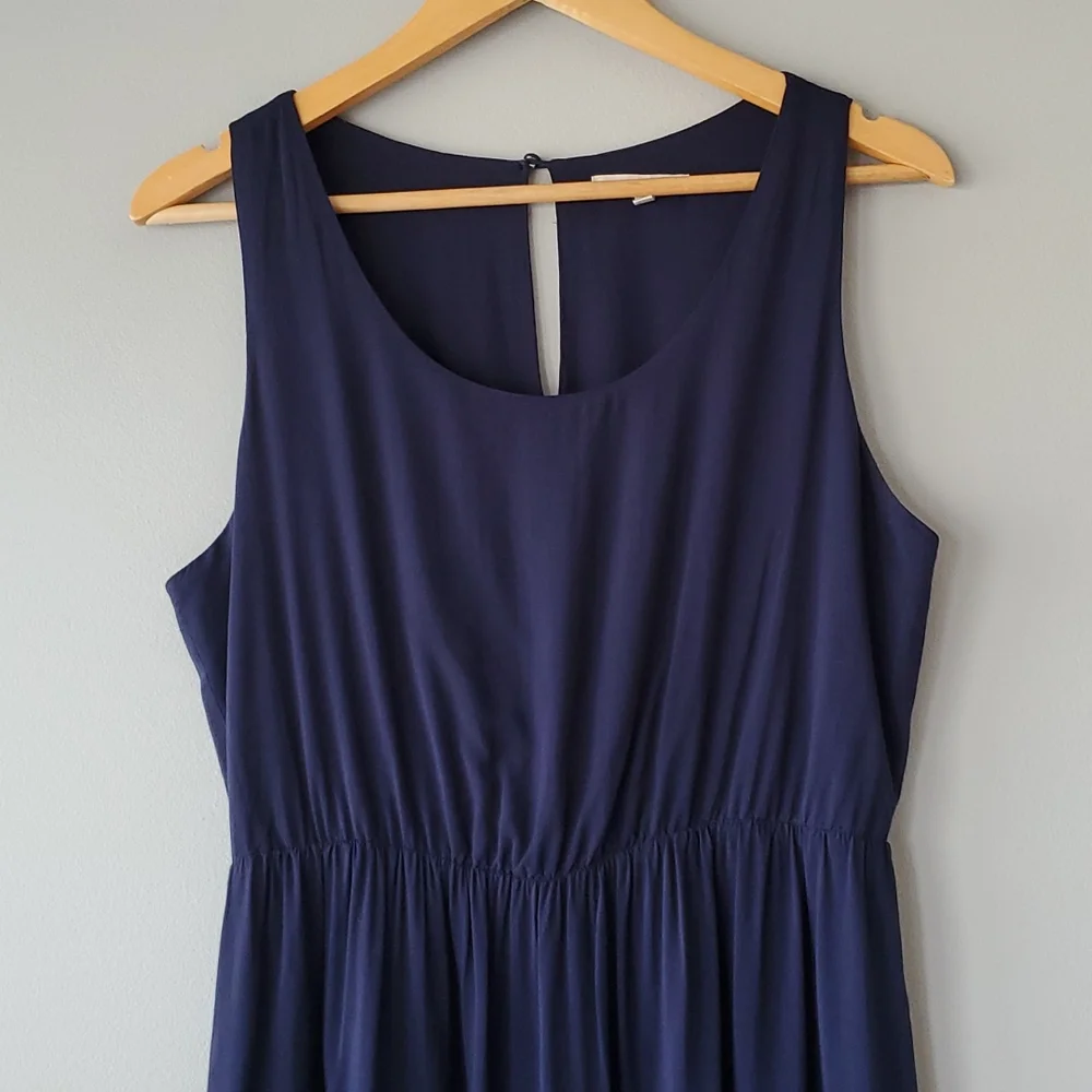 41 Hawthorn Blue White Striped Scoop Neck Sleeveless Mini Dress Large - Picture 2 of 8